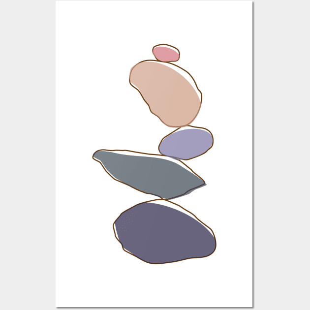 Rujum- Balancing Stones: A Pastel-colored Illustration | Redbubble Wall Art by Hakubiya